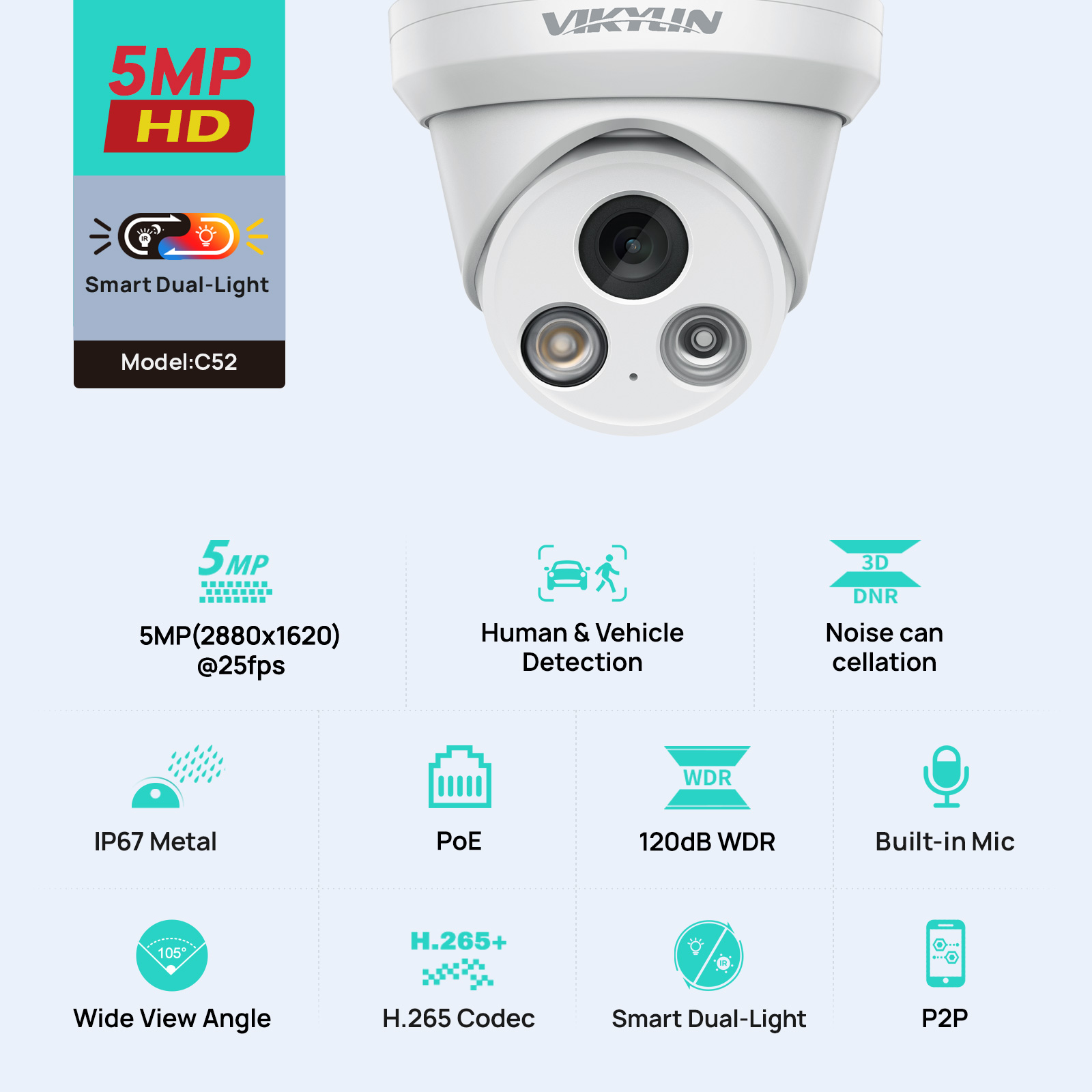 Home Security Service - VIKYLIN 5MP Smart Dual Light IP