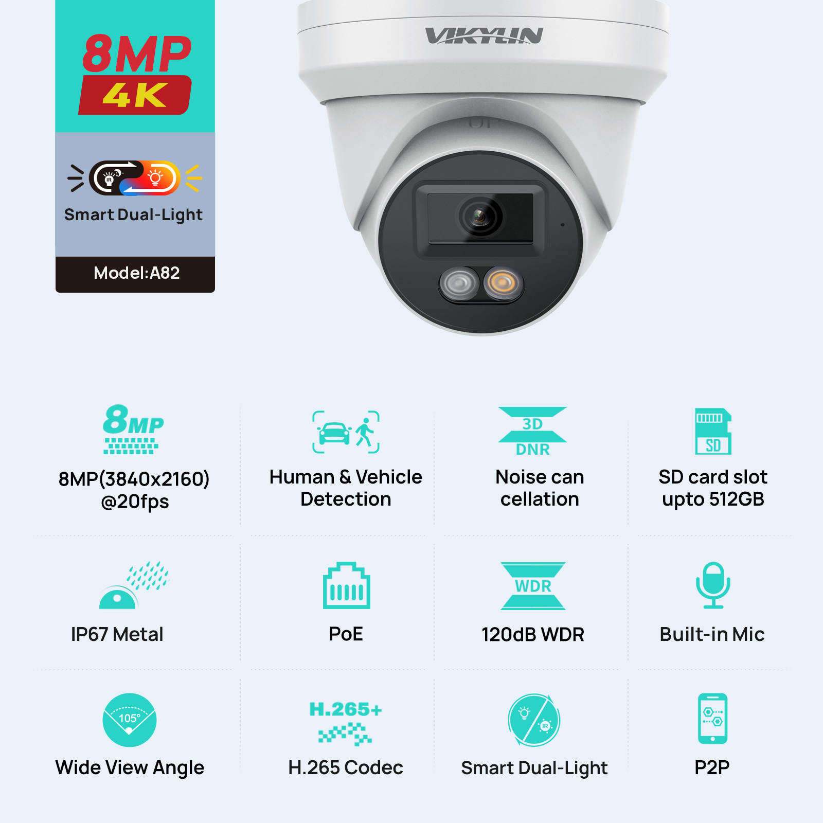 Home Security Service - VIKYLIN 8MP 4K IP Security Camera