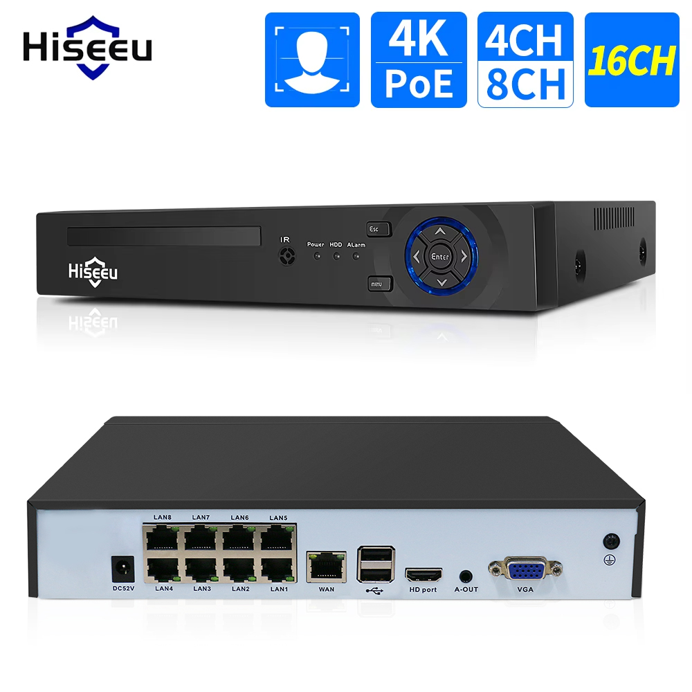 Home Security With Cameras - Hiseeu 4CH 10CH 16CH 4K 8MP