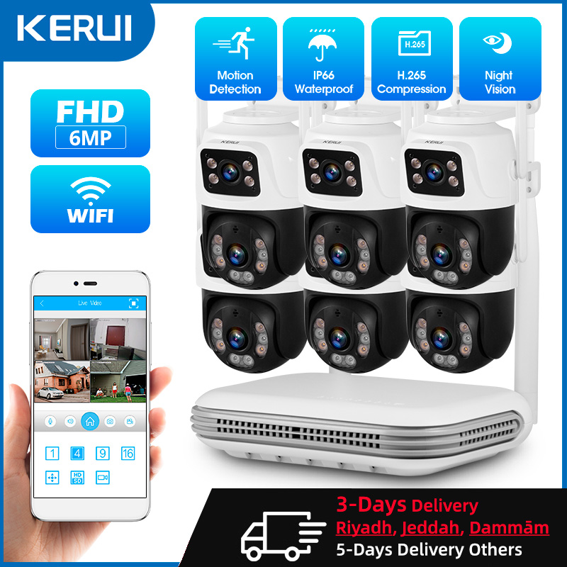 Home Security Kit With Camera - KERUI Waterproof 6MP HD Wireless Dual