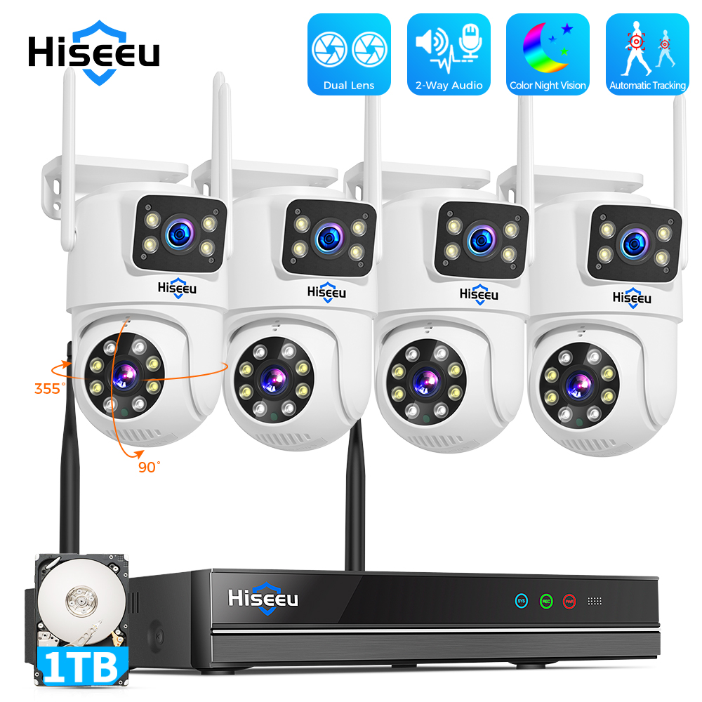 Home Security Kit With Camera - Hiseeu 6MP WiFi Dual Lens Camera