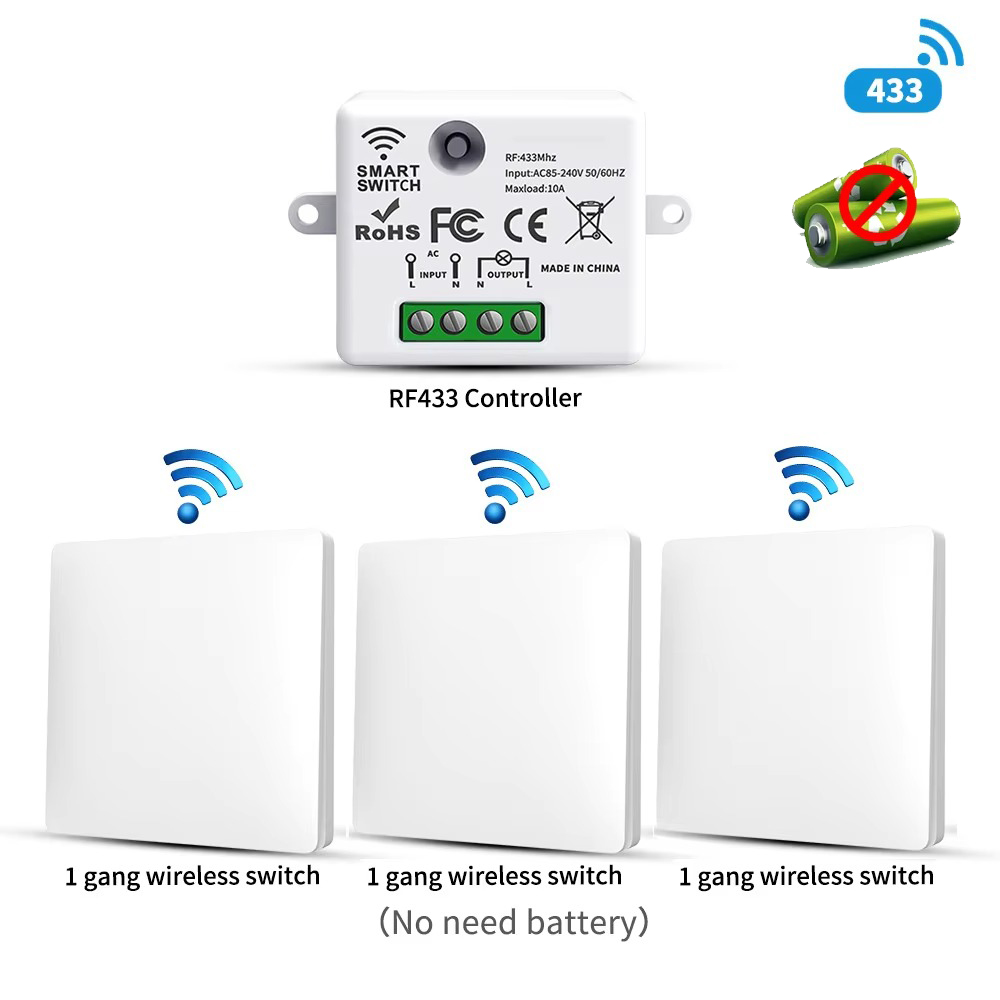 Home Security Battery - RF433 Self-Powered Wireless Light Switch, Kinetic