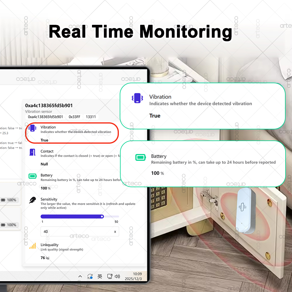 ZigBee Smart Vibration Sensor  - огляд і ціна Home Security Monitoring