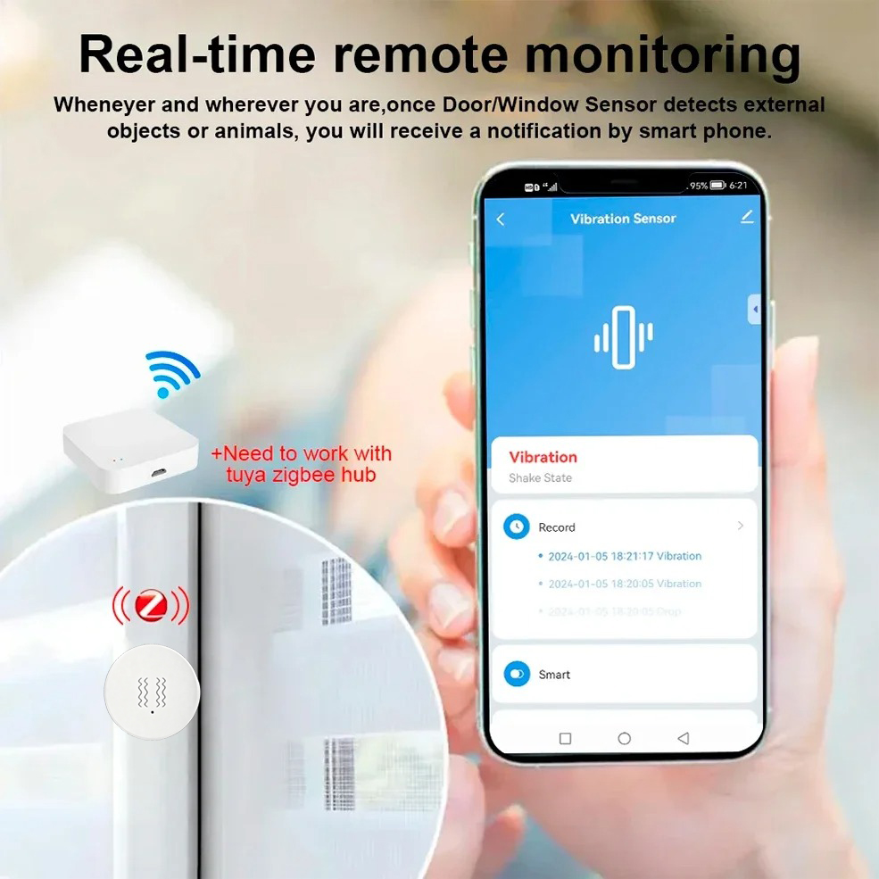 Tuya Zigbee Smart Vibration Se - огляд і ціна Home Security Alarm